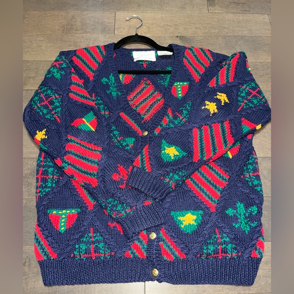 Portraits by northern isles hand knitted vintage cardigan L - Picture 8 of 11